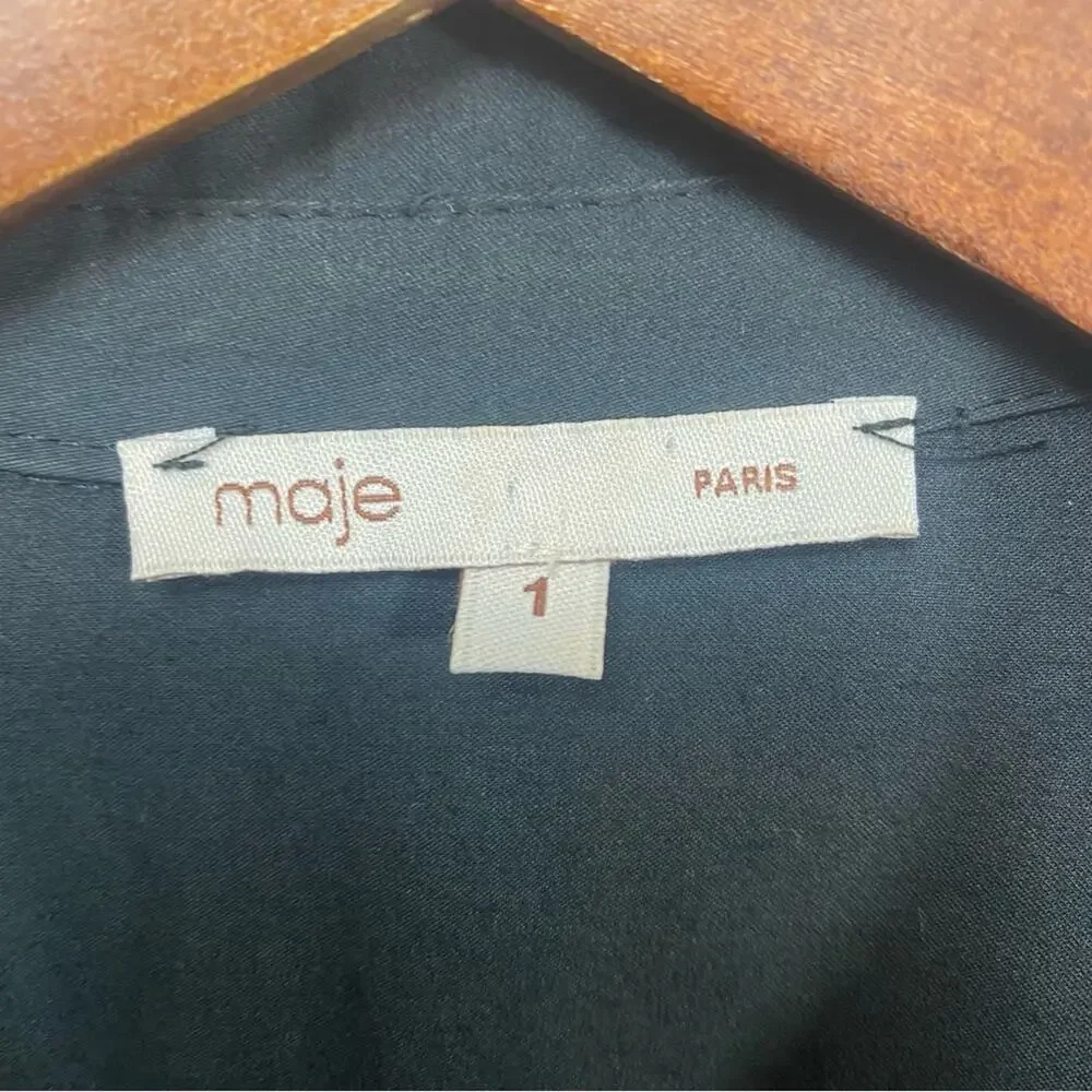 Maje Black Button Up Front Utility Romper with Belt Size 1 US S - Picture 7 of 13